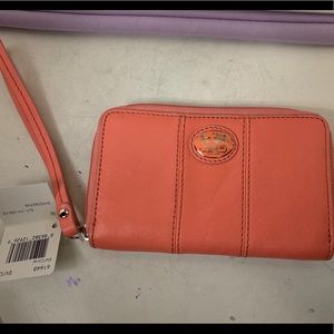 Coach Coral Leather Wallet Wristlet